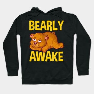 Bearly Awake Half Asleep Baby Bear Cub Pun Hoodie